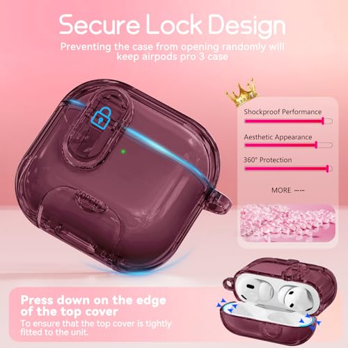 Image of for AirPods Pro 3 Case 2025 with Safety Lock,Wine Red