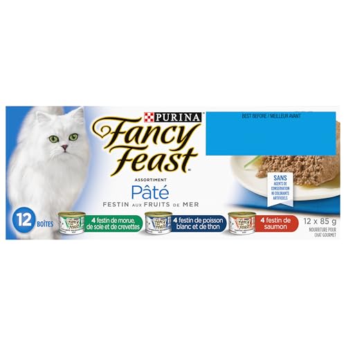 Fancy Feast Seafood Supper Wet Cat Food, Pate Variety Pack 3 Flavours - 85 g Can (12 Pack) - Image 3