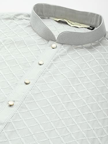Image of Rajubhai Hargovindas Men's Chikankari Embroidered Cotton Kurta (Ches)