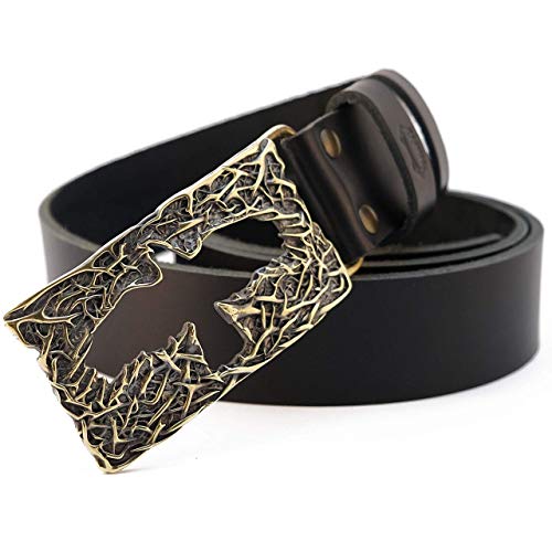Leather belt with Crow belt buckle, Mythical black bird handmade solid brass belt buckle on calfskin strap for men and women4