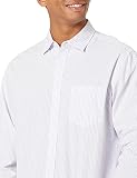 Amazon Essentials Men's Casualowa koszula popelinowa z długim rękawem regular fit, Lawendowy Biały Pionowy pasek, L