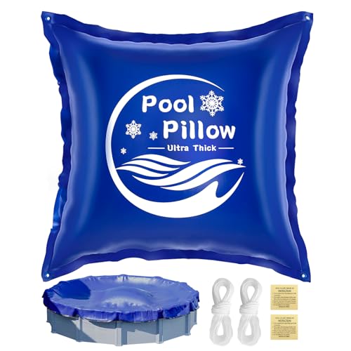 Porscan 4 x 4ft Pool Pillows for Above Ground Pools, 0.4mm Thicker PVC Winterize Pool Closing Kit, Durable Pool Cover Air Pillow Kit for Winter to Support Covers, Rope Included, Square, 1 Pack