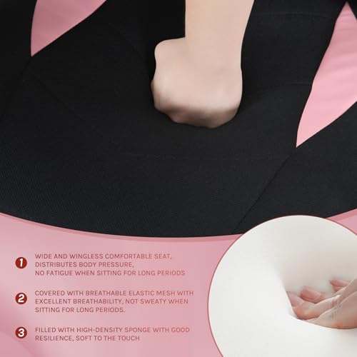 Sedia Gaming, Sedia per PC, Ergonomica con Tessuto Traspirante, Altezza Regolabile, Ruote, Schienale, Braccioli e Funzione Basculante, Nero+Rosa - Sedia gaming - Immagine 4