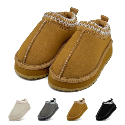Girls Boys Snow Boots Kids Faux Fur Lined Winter Snow Fuzzy Classic Platform Fashion Anti-Slip Warm Winter Slip On Memory Foam Comfort Kid's Ankle Boot