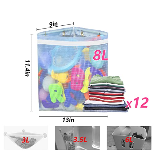 ???????????????????????? ???????????????? Toy Corner Storage Toy Basket Bath, Hanging Bath Toy Storage for Baby Toys with Adhesive Hooks, Can Hold Up to 8 L, Large Bath Toy Storage for Toddlers 11.5*9*9in