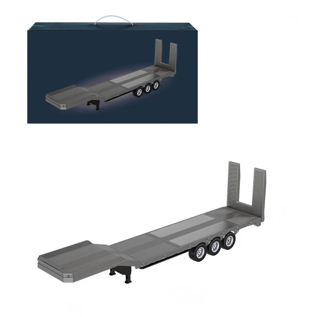 TBRICKFUNR 1:18 Scale Semi-trailer Flatbed for 770S Heavy Duty Tractor Truck, RC Truck Model Accessories, Collectible Model & Gift for Adult