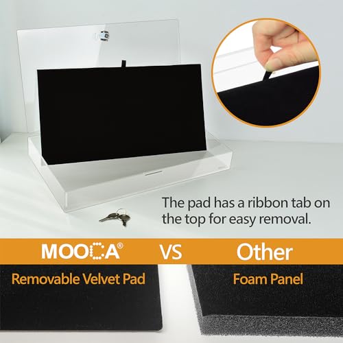 Mooca TRJ2656+93-1 Acrylic Rectangular Marketing Holder Locking Security Showcase Safe Box Display Tray Perfect thumb #3