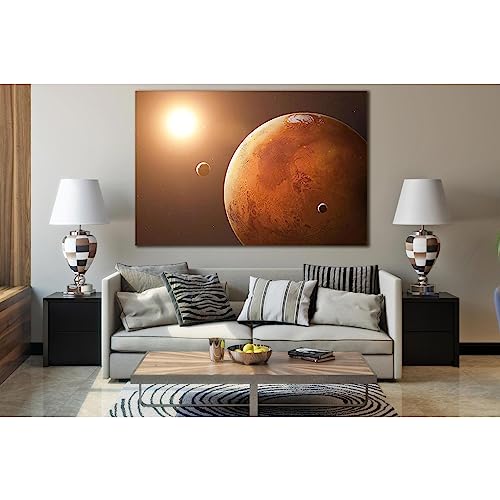 Impression sur toile Mars And Its Moons tableau prestige 180cm - 2