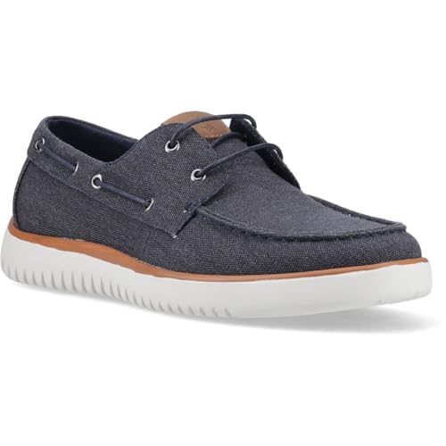 Hush Puppies Daniel Canvas Boat Shoe Canvas Men's Navy Boat Shoes - UK 10