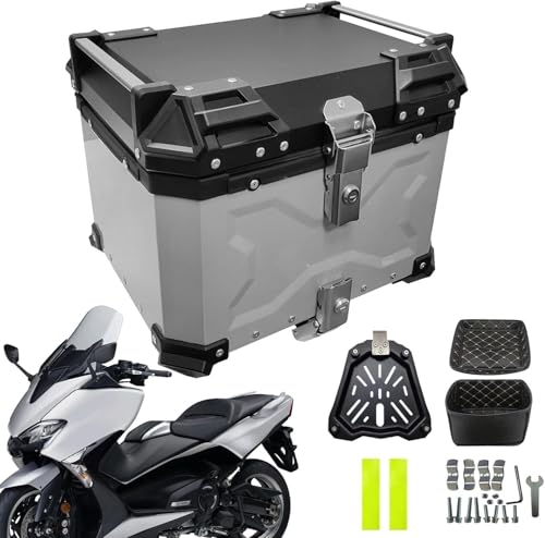 Coffre arrière de moto universel en aluminium avec plaque de support 100L - 2