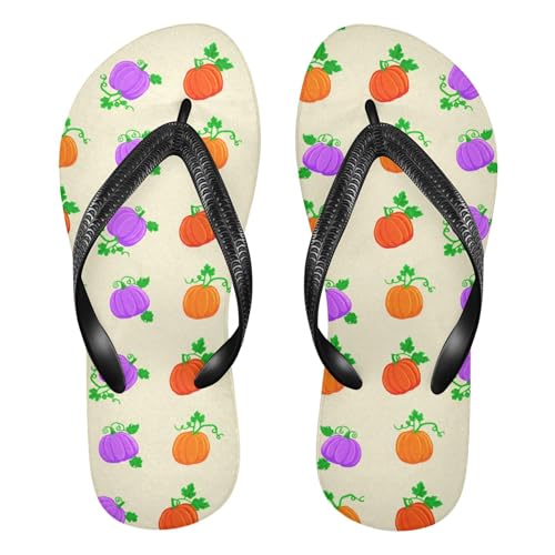 Burbuja Orange Purple Pumpkins Flip Flops for Women Men, Soft Thong Sandals Rubber Slippers for Pool Beach Essentials
