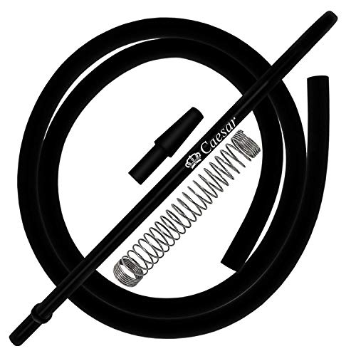 Caesar Silikonschlauch Set, Schlauch mit Aluminium Mundstück Komplettset (Black/Black)