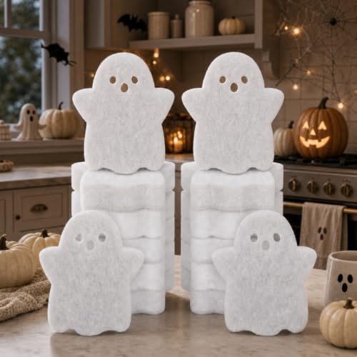Image of Tioncy 12 Pack Ghost Kitchen Sponges Bulk Dual Sided White Ghost Scrubber Sponges Dishwashing Kitchen Cleaning Accessories for Household Supplies