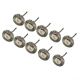 Confezione da 10 spazzole a disco da 22 mm per utensili rotanti, con gambo da 3 mm, set di spazzole per lucidatura in acciaio e rame, accessori per smerigliatura, metallo, legno, pietra