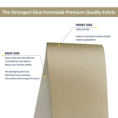 Azobur Fabric Iron On Patches, Inside And Outside Fabric Patch, Repairing Decorative Fabric Kit 4"X 60" (10.5Cm X 152.5Cm)（Khaki） #TOP2