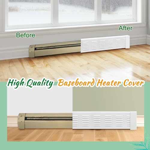 Gandeer 3 Ft Baseboard Heater Cover with Left and Right End Caps White Baseboard Radiator Covers for Bathroom Hydronic System