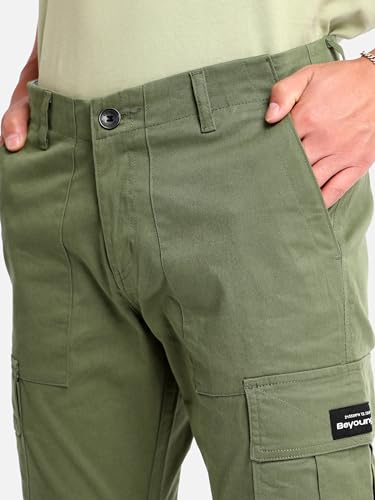 Image of Beyoung Cotton Lycra 6 Pocket Regular Fit Cargo Pants for Men | Cargo Trousers for Men