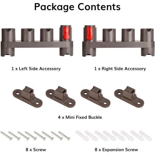 Image of Plastic Accessory Holder Compatible With Dyson V15 V11 V10 V8 V7 Vacuum Cleaner, Mess Free Attachments Organizer Tool, Use On Docking Station Or On Wall Mount (Screws Included) (Grey)