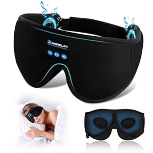 Sleep Mask with Bluetooth Headphones,3D Sleep Mask Wireless Music Eye Mask for Side/Supine Sleepers, with Slim Stereo Speakers,Bluetooth Sleep Headphones,Perfect for Sleeping,Gifts for Women/Men Black