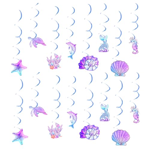 UILYNIU Mermaid Party Decoration Neon Jellyfish Shaped Hanging Swirl Decor Under The sea Party Decorations Paper Bunting Streamers for Seas and Oceans Themed Birthday Decorations (Blue)