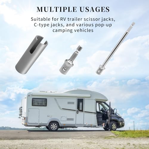Image of Scissor Jack Slotted Drill Adapter, Compatible with RV Manual Scissor Jacks, C Jacks, Camper Trailer Pop-Up Stabilizers, Effortless Lifting for RV Owners and Campers