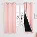 Deconovo Room Curtains, 100% Blackout Doubled Layer Curtains, Total Room Darkening, Window Drapes for Bedroom/Living Room/Little Baby/Girl/Nursery (Set of 2, Crystal Pink, 42W by 63L)