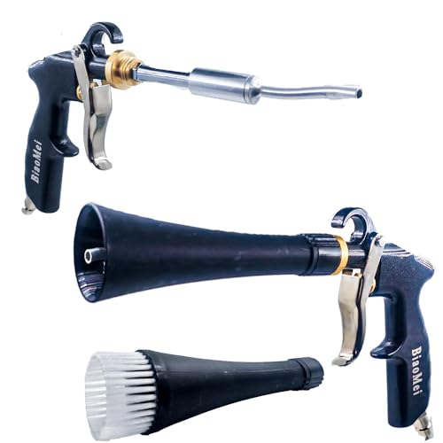 BIAOMEI High Pressure Car Interior Cleaning Gun Automobile Detailing Cleaning Car Detailing Dry Washing Gun with Brush (New ugrade Aluminum Tube Rotate), z-014