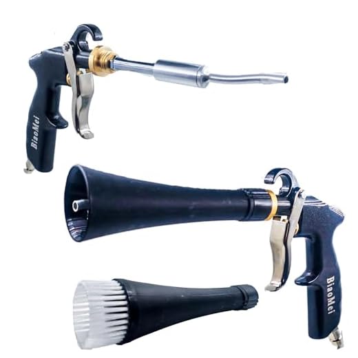 BIAOMEI High Pressure Car Interior Cleaning Gun Automobile Detailing Cleaning Car Detailing Dry Washing Gun with Brush (New ugrade Aluminum Tube Rotate), z-014