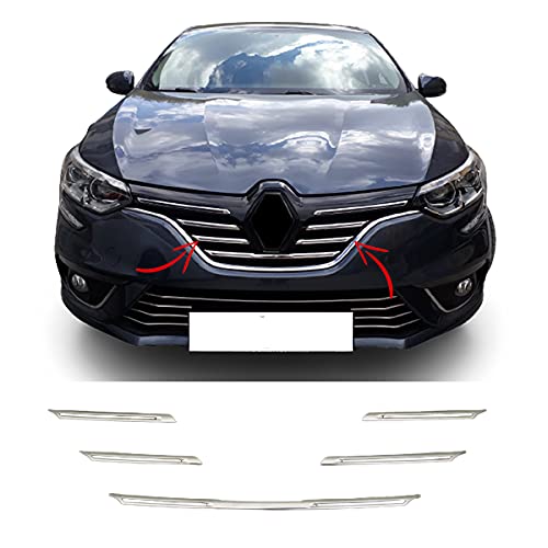 Molduras de parrilla delantera para Megane IV hechas en acero inoxidable, pack de 5 piezas 2016-2020