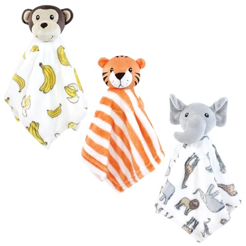 Image of Hudson Baby Unisex Baby Animal Face Security Blanket, Modern Safari, One Size