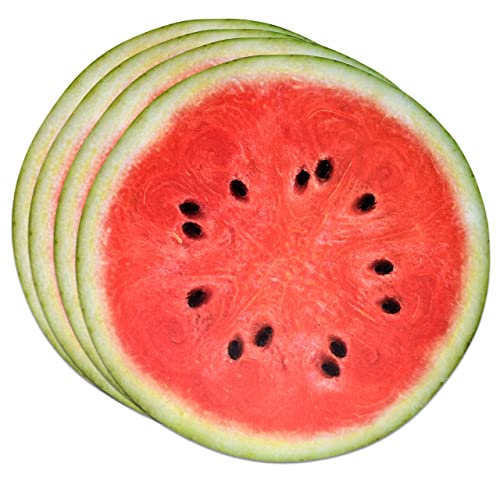 Disposable Paper Watermelon Place Mats 50 Pack 13" X 13" Round Summer Red Watermelons Slices Tropical Fruit Charger For Spring Melon Dinner Picnic Bbq Table Mat Setting Party Supplies Decorations #TOP2
