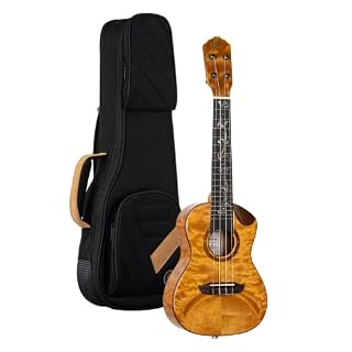 Ukulélé Concert électro-acoustique Ortega Guitars – Série Elite – housse incluse – Solid Quilted Maple (RUET-QMA) - Les Beatles, Paul McCartney, John Lennon, RIngo Starr, George Harrison