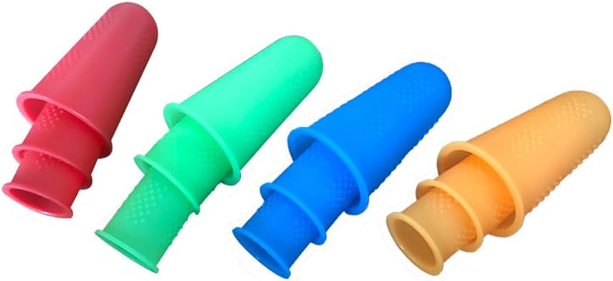 Hot Glue Gun Finger Protectors, 12 pcs, Silicone Thimble Finger Guard for Hot Glue,Blue, red, Green, Orange