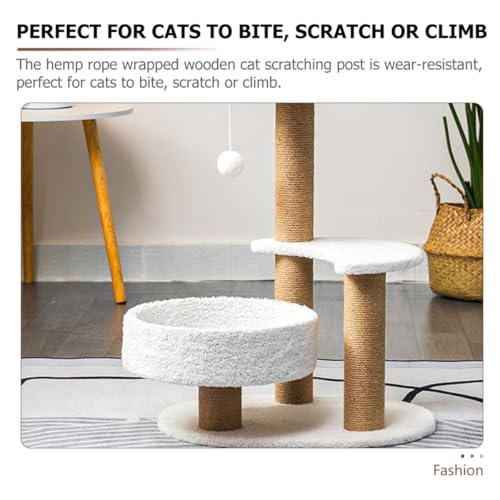 Poste rascador de madera para gatos con cuerda resistente miniatura 5