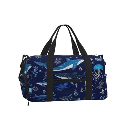 Sac de sport vintage 45cm sac de fitness mixte imperméable motif baleine