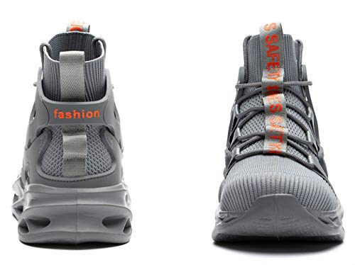 Luolocsn Mens Work Safety Steel Toe Boots For Women Lightweight Breathable Industrial & Construction Shoes Gray 43/11.5 Women/9.5 Men #TOP3