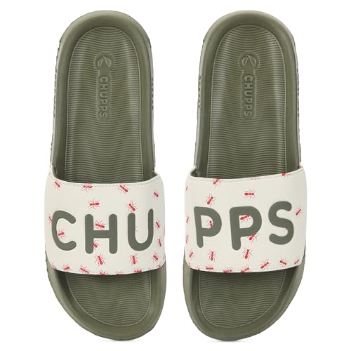 Image of CHUPPS ANTS Men Premium Comfort Sliders Everyday Casual Daily Wear Lightweight Cushioned EVA Footbed Anti Slip Sole Design Graphic Print Footwear
