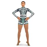 Alexandra Collection Womens Matrix Snakeskin Metallic Performance Dance Costume Biketard Futuristic