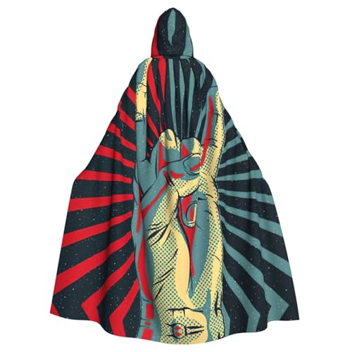 Robe de carnaval rock and roll et cape médiévale à capuche pour fête