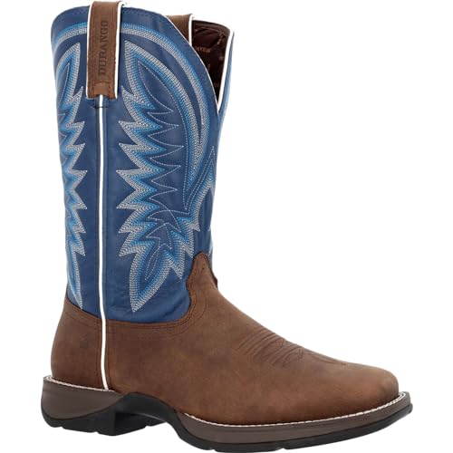 Durango mens Rebel Saddle Brown Denim Blue Western Boot