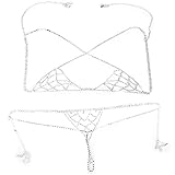 Farbe: Silber Gaoominy Sexy Bikini Schmuck Strass Kette BH Dessous Halter Oberteile Koerper Ketten Set