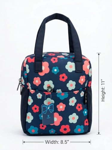 Image of Office Lunch Bag for Men & Women | 9.25 litres Capacity | Bounded Satin Fabric | Black Insulated Tiffin Carry Bag | Durable Lunch Carrier with Double Handles