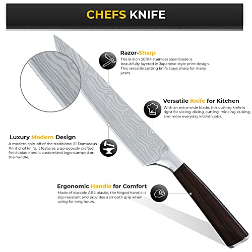 Chef's Knife Japanese Damascus Print Knife Stainless Steel Professional Custom Engraving Kitchen Chef’s Knife 8 In Personalized #TOP5