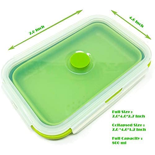 Set Of 4 Collapsible Silicone Food Storage Container, Leftover Meal Box For Kitchen, Bento Lunch Boxes, Bpa Free, Microwave, Dishwasher And Freezer Safe. Foldable Design Saves Your Space. #TOP4