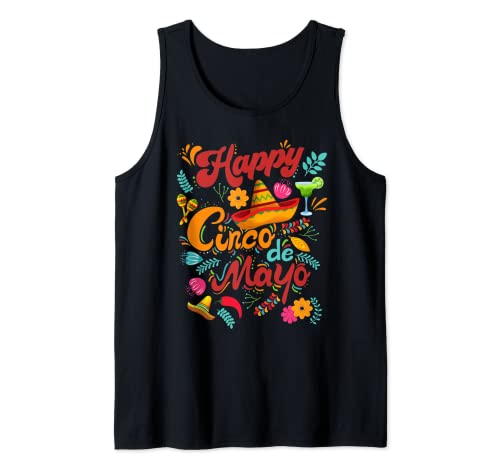 Happy Cinco De Mayo Fiesta Margarita T-shirt Débardeur