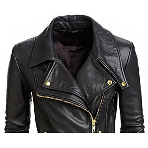 SAMS Classic Women Genuine Leather Jacket - Ladies Slim Fit Motorcycle Jacket Black4