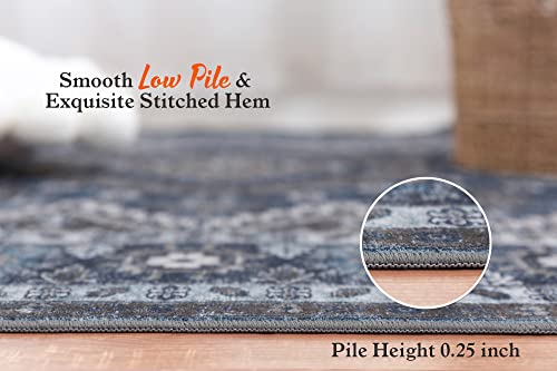 Rugland 2'6x8' Runner - Stain Resistant Entryway Rug, Anti Slip Backing Hallway Runner Rug, Vintage Tribal Area Rugs (TPR07-Navy, 2'6x8')