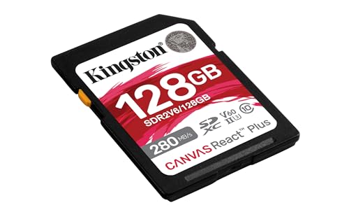 Image of Kingston Canvas React Plus V60 SD 128GB SDXC UHS-II 280R /100W U3 V60 for Full HD /4K | 280MB per S Read, 100MB per S Write, Class 10, Exfat, Lifetime Limited Warranty