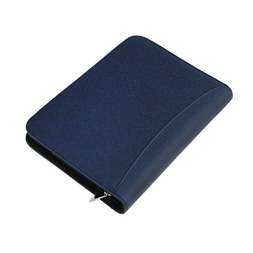 Up-Scale Pu Leather Cover A5 Zipper Notebook Spiral Bound Loose-Leaf Business Notepad Travel Journal Diary Memo Book With Calculator Card Slot Pen Holder Loop, Ring Binder Padfolio Portfolio Folder #TOP4