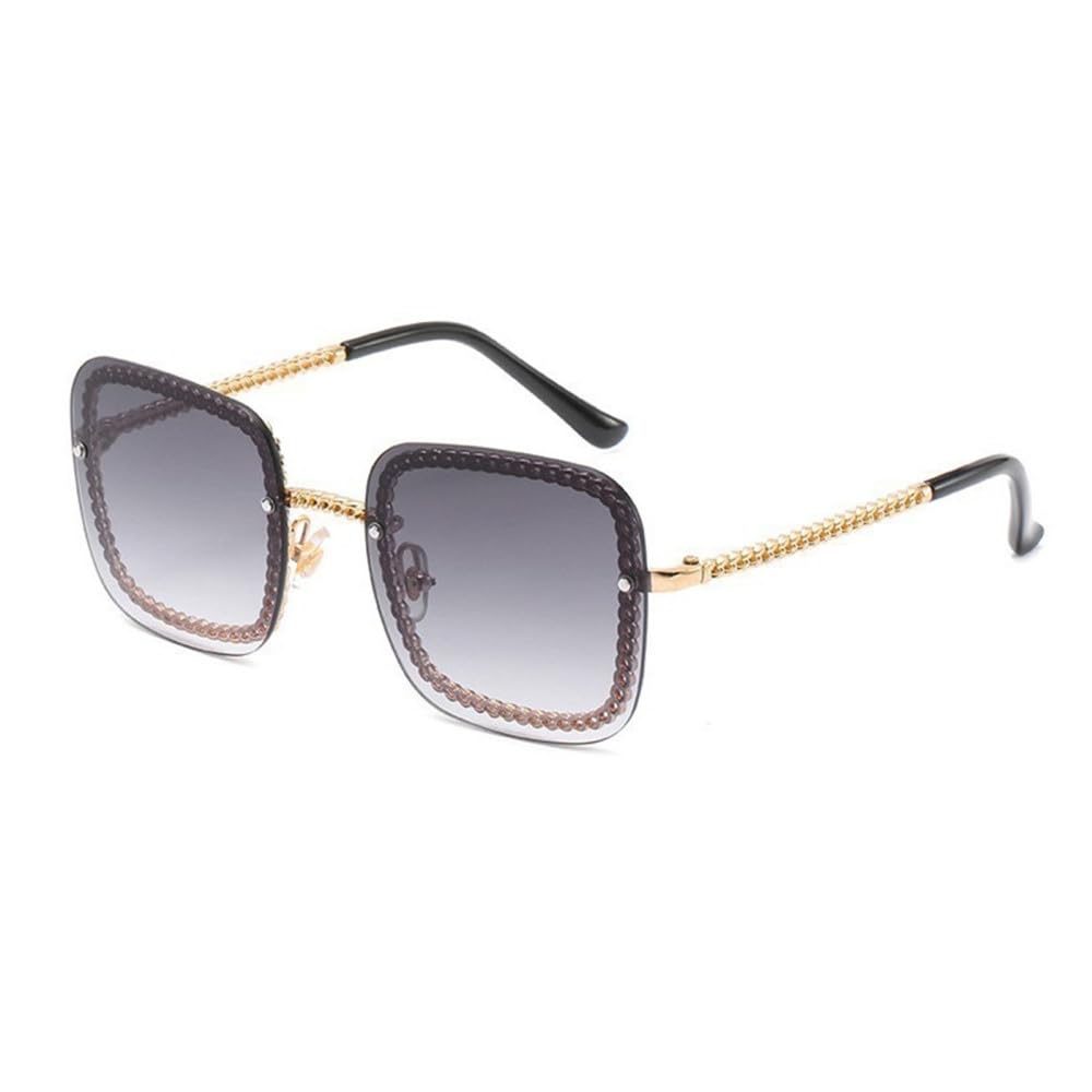 Gafas de sol cuadradas con cadena de metal para mujer, gafas de sol vintage para hombre